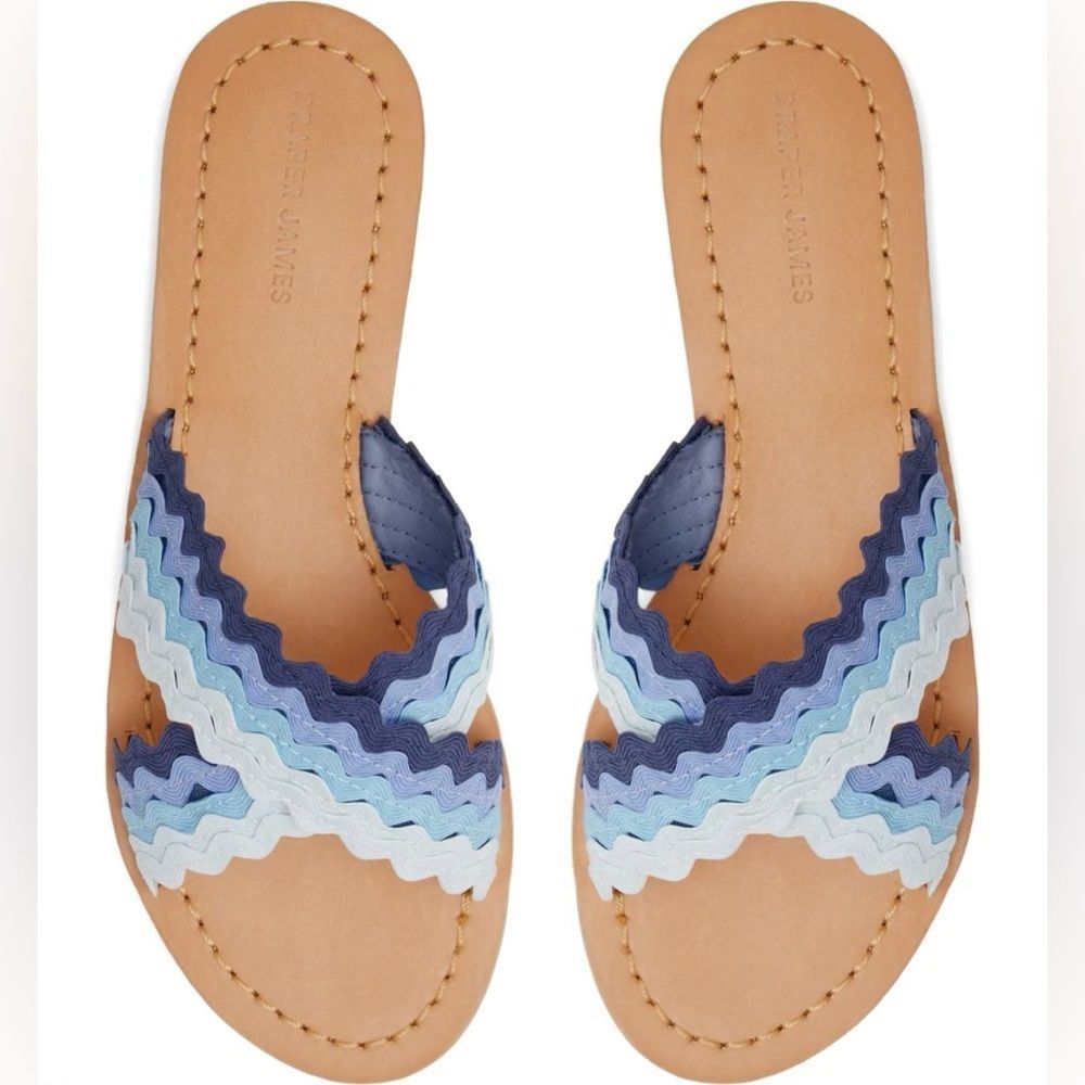 NIB Draper James Piper flat sandals in blue - Size 7